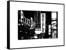 Nypd Police Dept, Times Square, Manhattan, NYCa with White Frame, Full Size Photography Vintage-Philippe Hugonnard-Framed Stretched Canvas