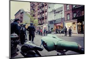 NYPD, Police Officers at Red Hook Crit Bike Event at Chrome Industries, Manhattan, New York, USA-Andrea Lang-Mounted Photographic Print