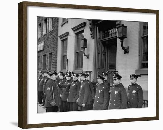 NYPD Policemen of the 25th Precinct Preparing to Go Out on Patrol-Carl Mydans-Framed Premium Photographic Print