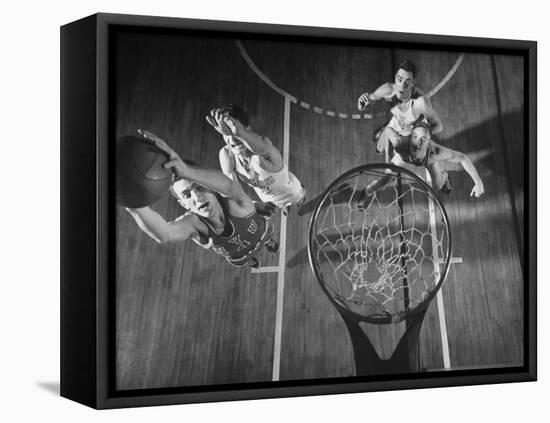 Nyu Basketball Team Playing in Game-Ralph Morse-Framed Stretched Canvas