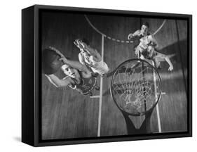 Nyu Basketball Team Playing in Game-Ralph Morse-Framed Stretched Canvas