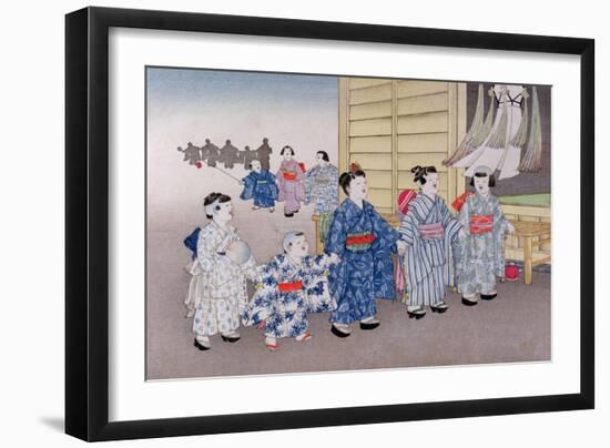 O-Bon Festival from the Series 'Children's Games', 1888-Kobayashi Eitaku-Framed Giclee Print