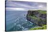O'Brien's Tower and Breanan rock. Cliffs of Moher, Liscannor, Munster, Co.Clare, Ireland, Europe.-ClickAlps-Stretched Canvas