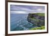 O'Brien's Tower and Breanan rock. Cliffs of Moher, Liscannor, Munster, Co.Clare, Ireland, Europe.-ClickAlps-Framed Photographic Print