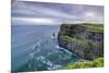 O'Brien's Tower and Breanan rock. Cliffs of Moher, Liscannor, Munster, Co.Clare, Ireland, Europe.-ClickAlps-Mounted Photographic Print