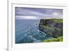 O'Brien's Tower and Breanan rock. Cliffs of Moher, Liscannor, Munster, Co.Clare, Ireland, Europe.-ClickAlps-Framed Photographic Print