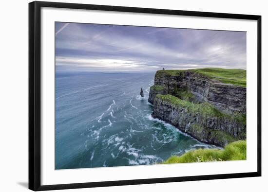 O'Brien's Tower and Breanan rock. Cliffs of Moher, Liscannor, Munster, Co.Clare, Ireland, Europe.-ClickAlps-Framed Photographic Print