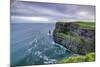 O'Brien's Tower and Breanan rock. Cliffs of Moher, Liscannor, Munster, Co.Clare, Ireland, Europe.-ClickAlps-Mounted Photographic Print