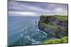 O'Brien's Tower and Breanan rock. Cliffs of Moher, Liscannor, Munster, Co.Clare, Ireland, Europe.-ClickAlps-Mounted Photographic Print