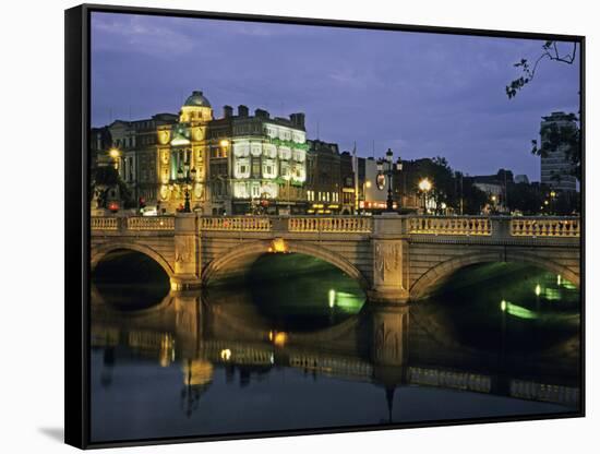 O'Connell Bridge, River Liffy, Dublin, Ireland-David Barnes-Framed Stretched Canvas