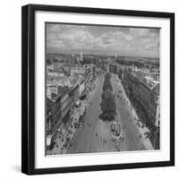 O'Connell St, Lack of Cars Has Made Dublin's Leaves Greener, Horses Have Caused New Influx of Flies-David Scherman-Framed Photographic Print