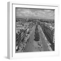 O'Connell St, Lack of Cars Has Made Dublin's Leaves Greener, Horses Have Caused New Influx of Flies-David Scherman-Framed Photographic Print