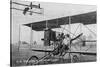 O E Williams in His Aeroplane-Lantern Press-Stretched Canvas