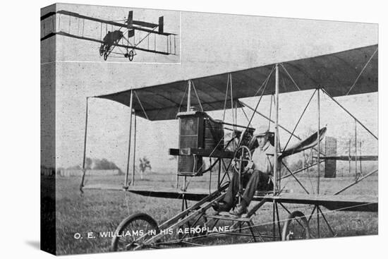 O E Williams in His Aeroplane-Lantern Press-Stretched Canvas