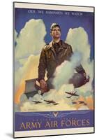 O'er the Ramparts Wa Watch United States Army Air Forces WWII War Propaganda Art Print Poster-null-Mounted Poster