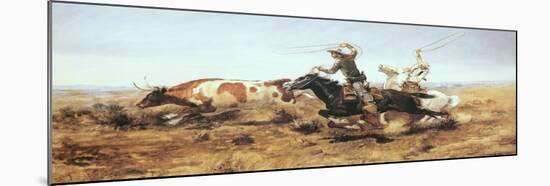 O.H. Cowboys Roping a Steer-Charles Marion Russell-Mounted Art Print