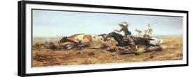 O.H. Cowboys Roping a Steer-Charles Marion Russell-Framed Premium Giclee Print