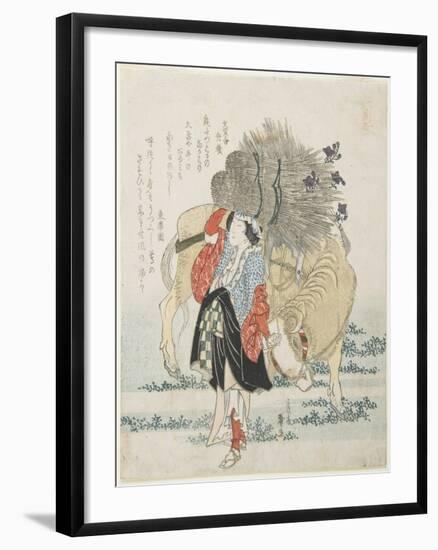 O Hara Wood Seller and a Cow, C. 1830-1836-Katsushika II Taito-Framed Giclee Print