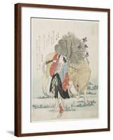 O Hara Wood Seller and a Cow, C. 1830-1836-Katsushika II Taito-Framed Giclee Print