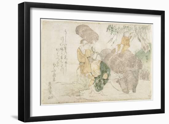 O Hara Wood Sellers and a Child on a Cow-Teisai Hokuba-Framed Giclee Print