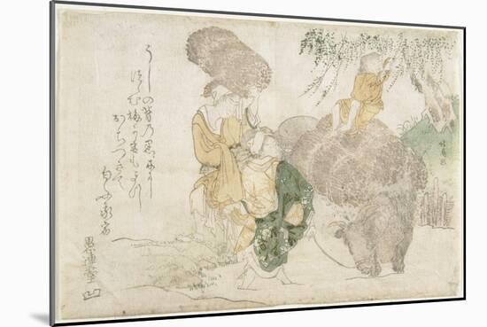 O Hara Wood Sellers and a Child on a Cow-Teisai Hokuba-Mounted Giclee Print