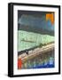 O-Hashi (Big Bridge) at Atake in Summer Shower-Ando Hiroshige-Framed Giclee Print