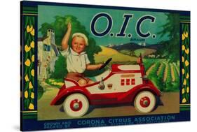 O.I.C. Lemon Label - Corona, CA-Lantern Press-Stretched Canvas