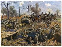 German Horse Artillery Moves Guns to New Positions Supported by Infantry-O. Merte-Laminated Art Print