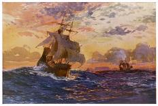 Vasco Da Gama's Ships off the Coast of Africa on Their Way to the Indies-O. Rosenvinge-Laminated Premium Giclee Print