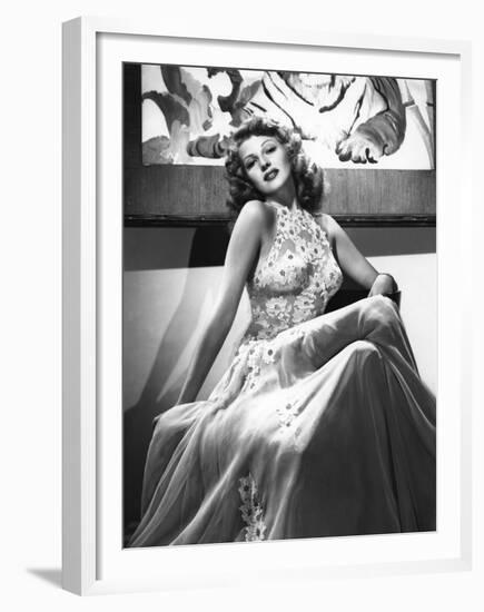 O toi ma Charmante YOU WERE NEVER LOVELIER by WilliamSeiter with Rita Hayworth, 1942 (b/w photo)-null-Framed Photo