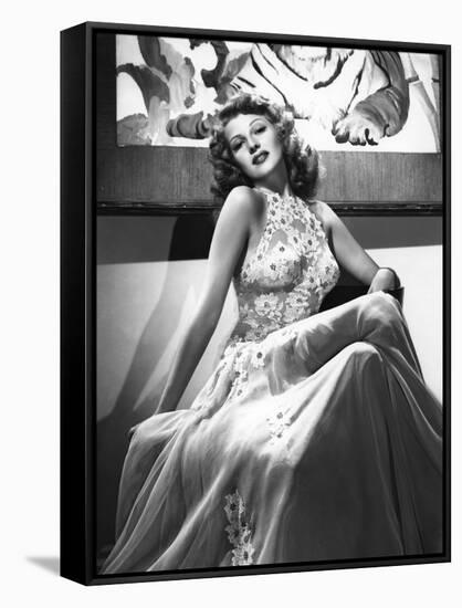 O toi ma Charmante YOU WERE NEVER LOVELIER by WilliamSeiter with Rita Hayworth, 1942 (b/w photo)-null-Framed Stretched Canvas