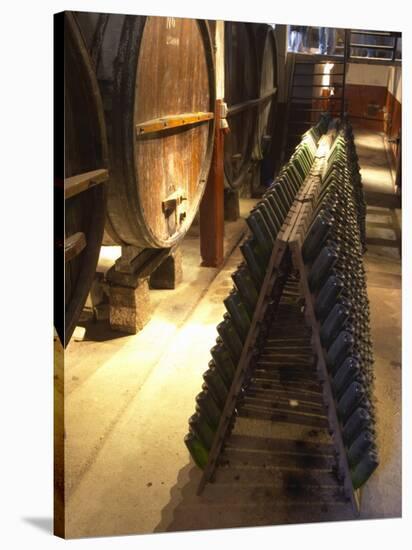 Oak Aging Vats and Pupitres for Fermenting Sparkling Wine, Bodega Pisano Winery, Progreso, Uruguay-Per Karlsson-Stretched Canvas