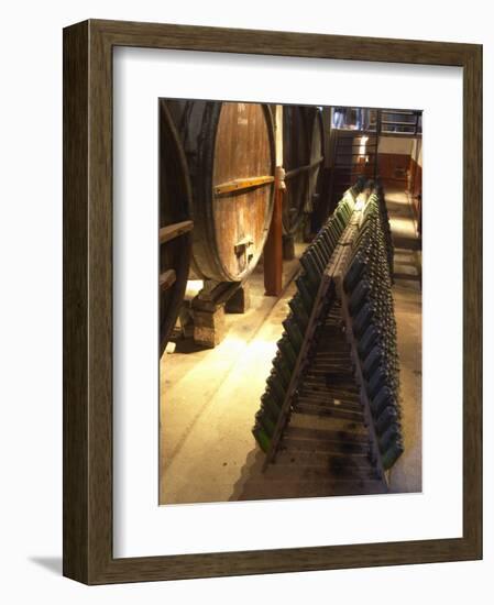 Oak Aging Vats and Pupitres for Fermenting Sparkling Wine, Bodega Pisano Winery, Progreso, Uruguay-Per Karlsson-Framed Photographic Print