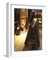 Oak Aging Vats and Pupitres for Fermenting Sparkling Wine, Bodega Pisano Winery, Progreso, Uruguay-Per Karlsson-Framed Photographic Print