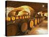 Oak Barrels in Cellar at Domaine Comte Senard, Aloxe-Corton, Bourgogne, France-Per Karlsson-Stretched Canvas