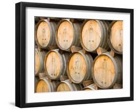 Oak Barrels in Winery, Sonoma Valley, California, USA-Julie Eggers-Framed Photographic Print