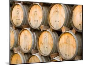 Oak Barrels in Winery, Sonoma Valley, California, USA-Julie Eggers-Mounted Photographic Print