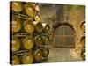 Oak Barrels Stacked Outside of Door at Ironstone Winery, Calaveras County, California, USA-Janis Miglavs-Stretched Canvas