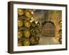 Oak Barrels Stacked Outside of Door at Ironstone Winery, Calaveras County, California, USA-Janis Miglavs-Framed Photographic Print