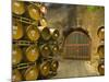 Oak Barrels Stacked Outside of Door at Ironstone Winery, Calaveras County, California, USA-Janis Miglavs-Mounted Photographic Print