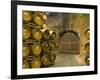 Oak Barrels Stacked Outside of Door at Ironstone Winery, Calaveras County, California, USA-Janis Miglavs-Framed Photographic Print