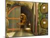 Oak Barrels Stacked Outside of Open Door To Aging Caves at Ironstone Winery, California, USA-Janis Miglavs-Mounted Photographic Print