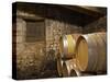 Oak Barrique Barrels with Aging Red Wine, Jute Chateau Belingard, Bergerac, Dordogne, France-Per Karlsson-Stretched Canvas
