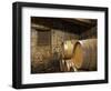 Oak Barrique Barrels with Aging Red Wine, Jute Chateau Belingard, Bergerac, Dordogne, France-Per Karlsson-Framed Photographic Print