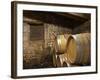 Oak Barrique Barrels with Aging Red Wine, Jute Chateau Belingard, Bergerac, Dordogne, France-Per Karlsson-Framed Photographic Print