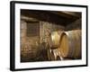 Oak Barrique Barrels with Aging Red Wine, Jute Chateau Belingard, Bergerac, Dordogne, France-Per Karlsson-Framed Photographic Print