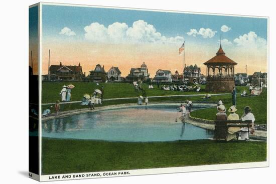 Oak Bluffs, MA - Martha's Vineyard, Ocean Park View of Lake and Band Stand-Lantern Press-Stretched Canvas