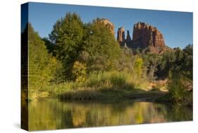 Oak Creek and Cathedral Rock, Crescent Moon Recreation, Sedona, Az-Michel Hersen-Stretched Canvas