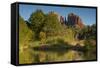 Oak Creek and Cathedral Rock, Crescent Moon Recreation, Sedona, Az-Michel Hersen-Framed Stretched Canvas