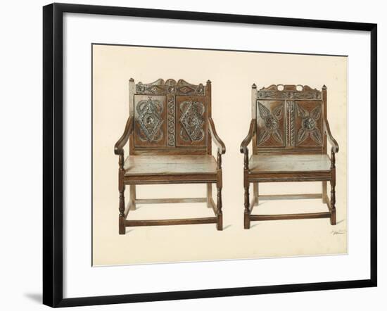 Oak Double Chairs-Shirley Charles Llewellyn Slocombe-Framed Giclee Print